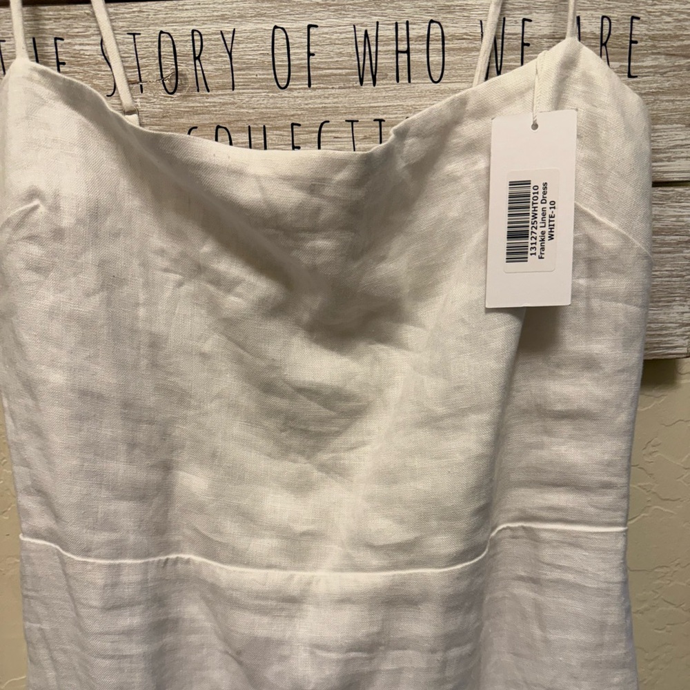 Reformation Frankie Linen Dress in White Maxi Dress Adjustable Straps size 10 - Picture 6 of 12